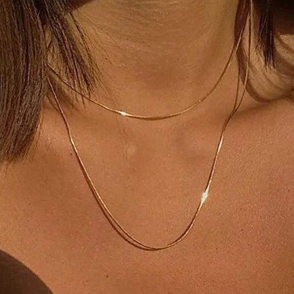 NEW 18K Gold Thin Snake Chain Necklace, nice Necklace, cute Necklace